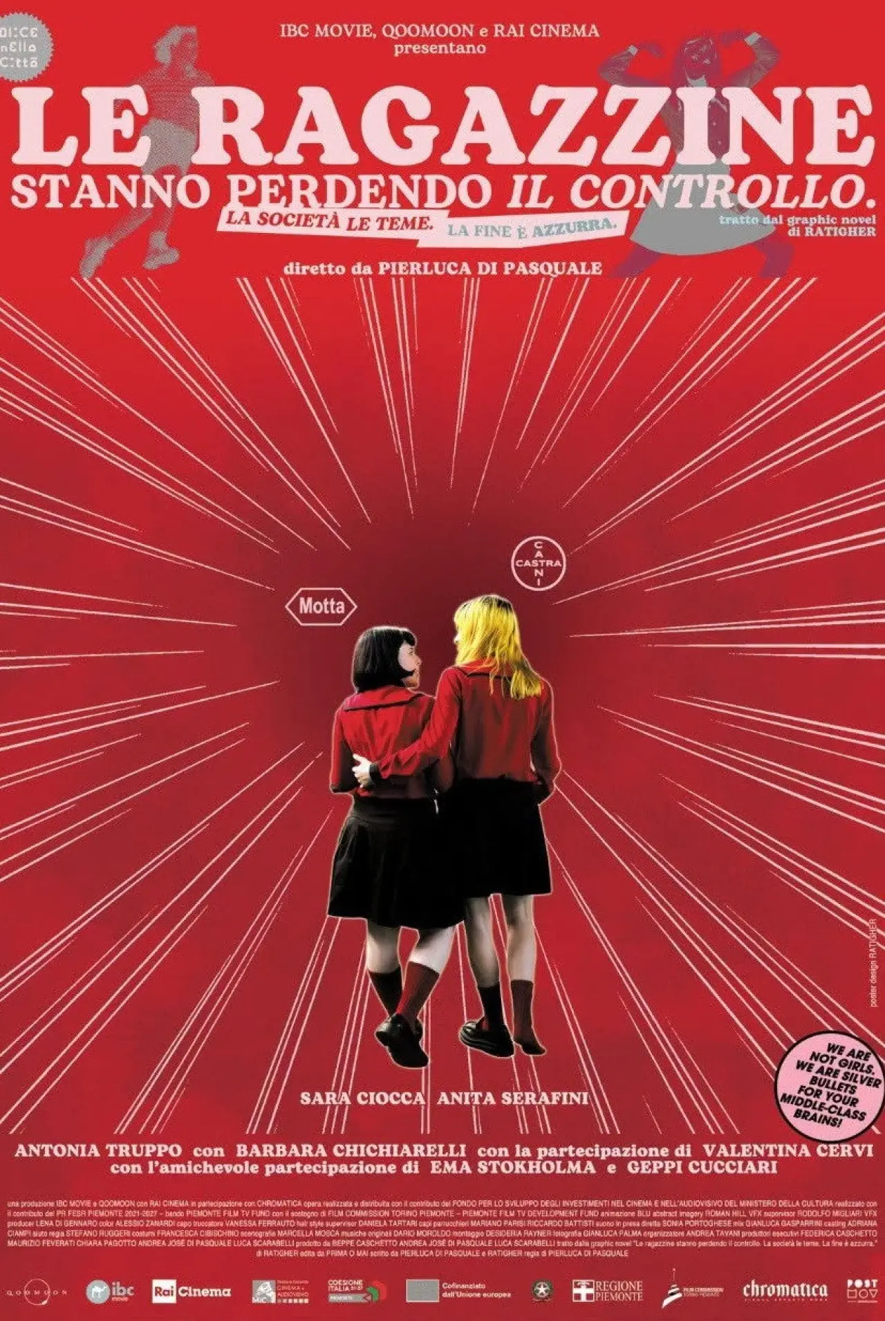 Movie poster "Le ragazzine stanno perdendo il controllo. La società le teme. La fine è azzurra."