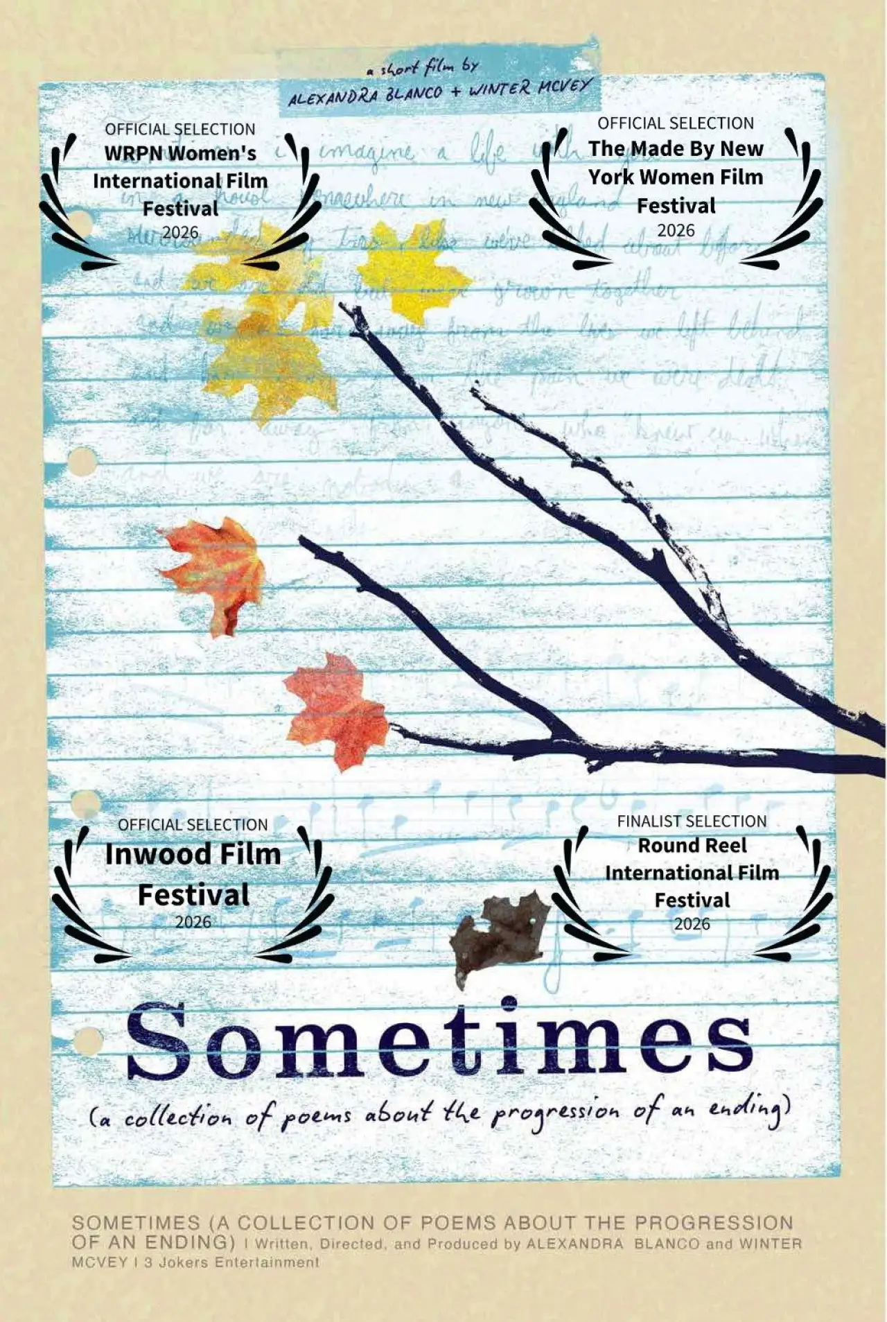 Movie poster "Sometimes: A Collection of Poems About the Progression of an Ending"