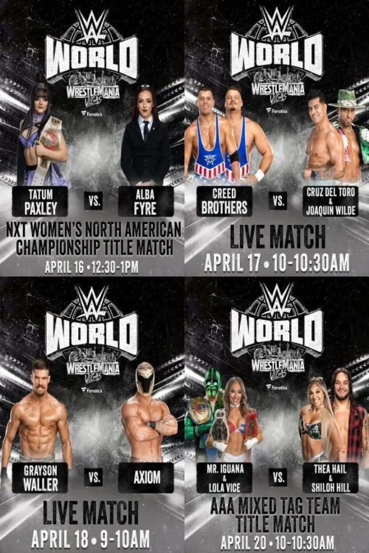 Movie poster "LIVE matches from WWE World: April 19, 2026 Part 2"