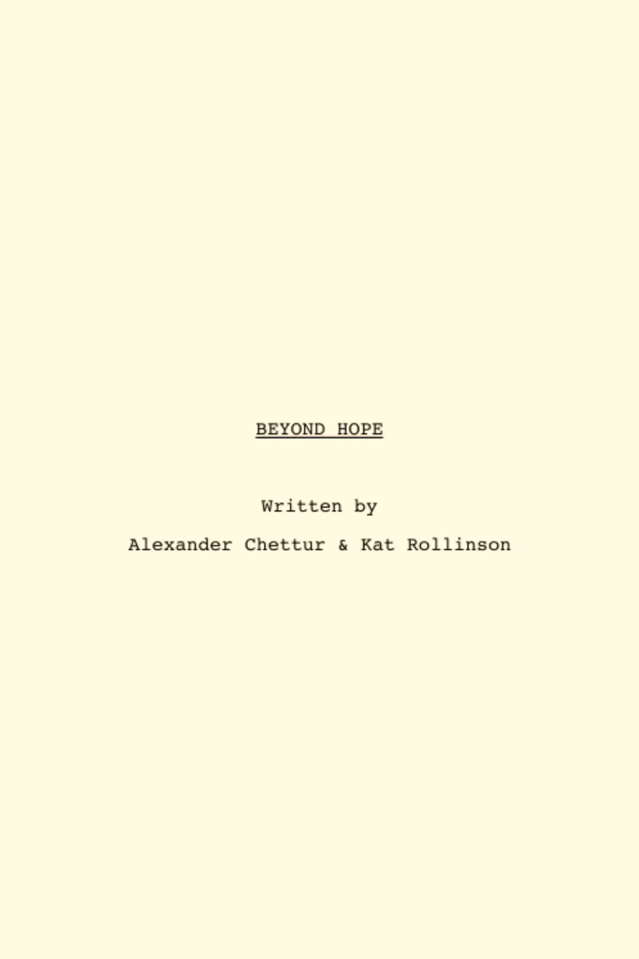 Movie poster "Beyond/Hope"