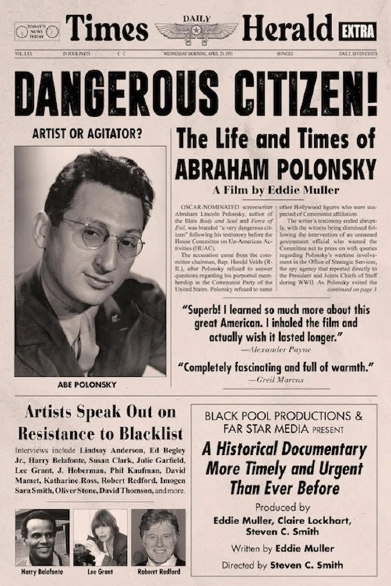 Movie poster "Dangerous Citizen: The Life and Times of Abraham Polonsky"