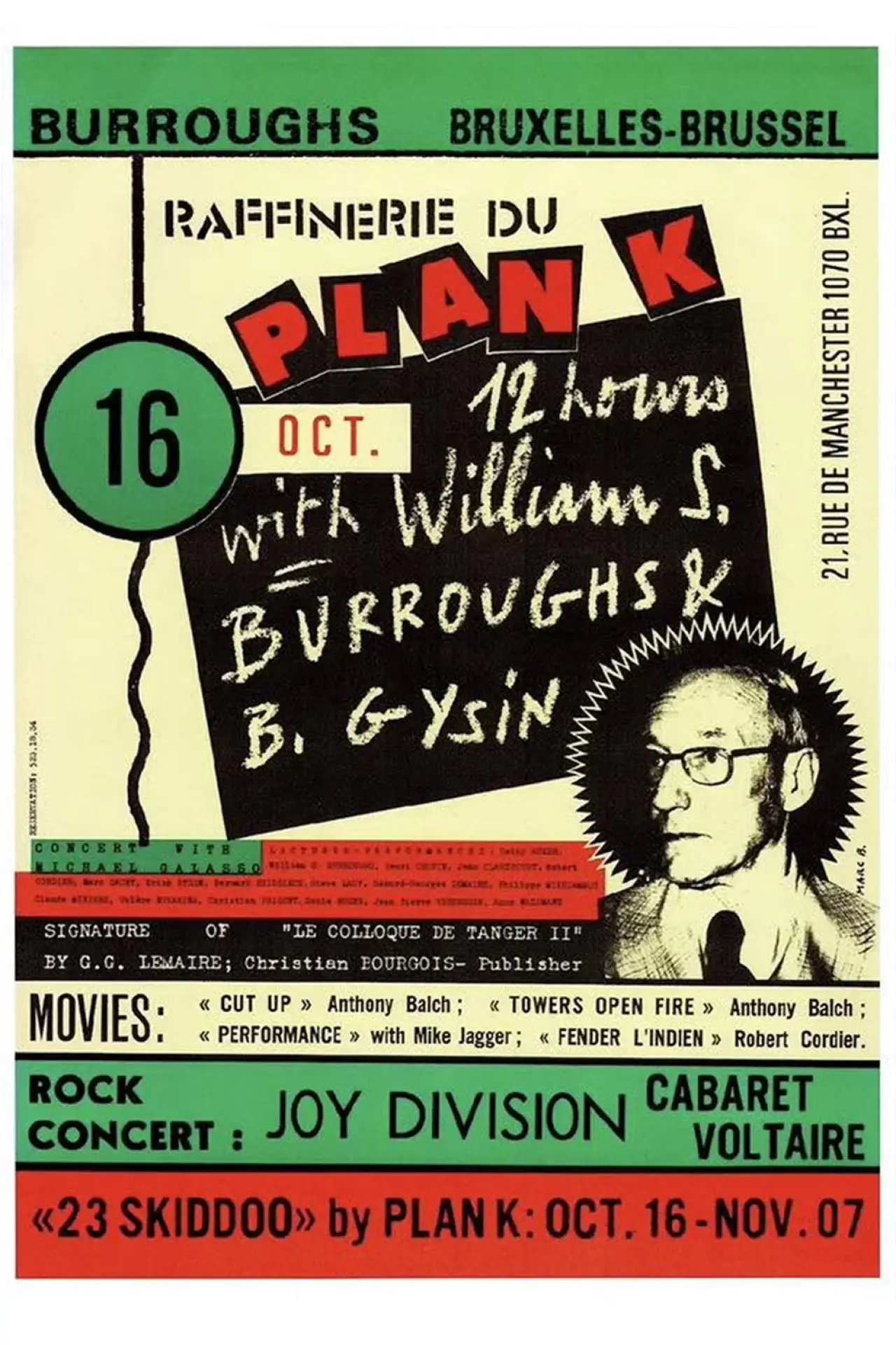 Movie poster "Joy Division: Plan K, Brussels 16th October, 1979"
