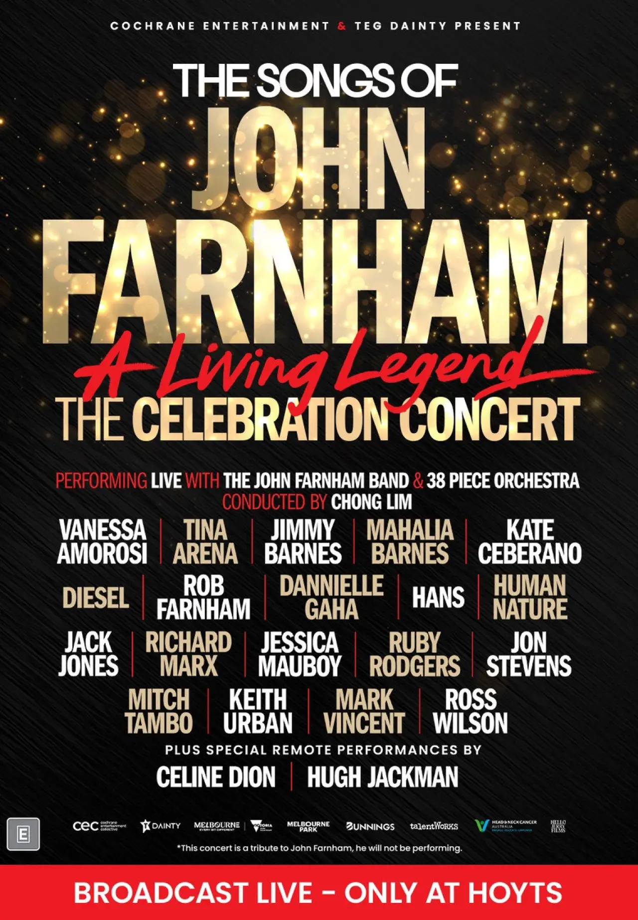Movie poster "THE SONGS OF JOHN FARNHAM: A LIVING LEGEND – THE CELEBRATION CONCERT"