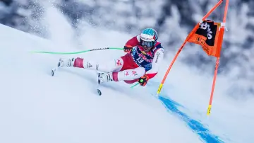Downhill Skiers Poster