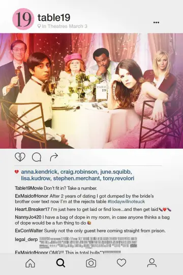 Poster to the movie "Table 19" #1044335