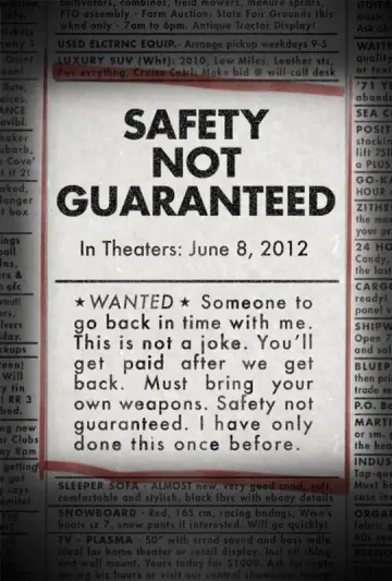 Poster to the movie "Safety Not Guaranteed" #263085