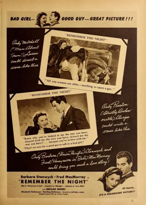 Movie poster "Remember the Night"