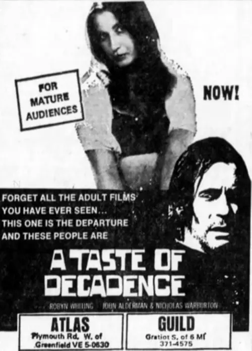 Movie poster "A Taste of Decadence"