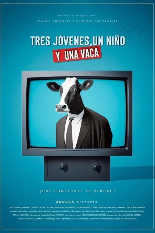 Movie poster "Tres jóvenes, un niño y una vaca"