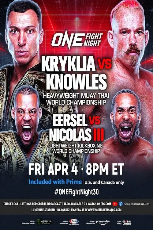 Movie poster "ONE Fight Night 30: Kryklia vs. Knowles on Prime Video"