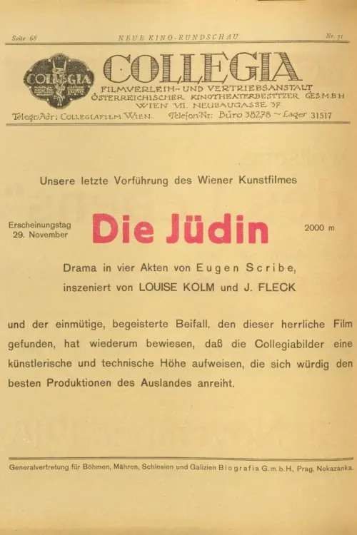 Movie poster "Die Jüdin"