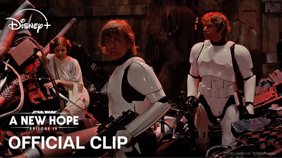 Watch film Star Wars — Luke, Leia, Han & Chewie Get Stuck in the Garbage Compactor - Official Clip