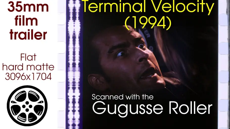 Watch film Terminal Velocity — Terminal Velocity (1994) 35mm film trailer scan, flat hard matte, 3096x1704