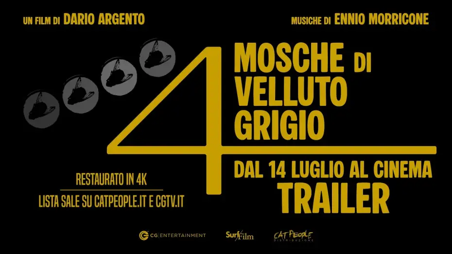 Watch film Four Flies on Grey Velvet — 4 Mosche Di Velluto Grigio di Dario Argento - Trailer - Al cinema dal 14 luglio - Restaurato in 4K