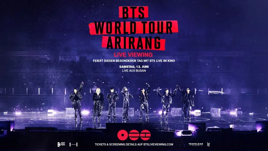 Watch film BTS World Tour &lsquo;Arirang&rsquo; in Busan: Live Viewing | BTS WORLD TOUR 'ARIRANG' IN BUSAN: LIVE VIEWING | TRAILER GERMAN