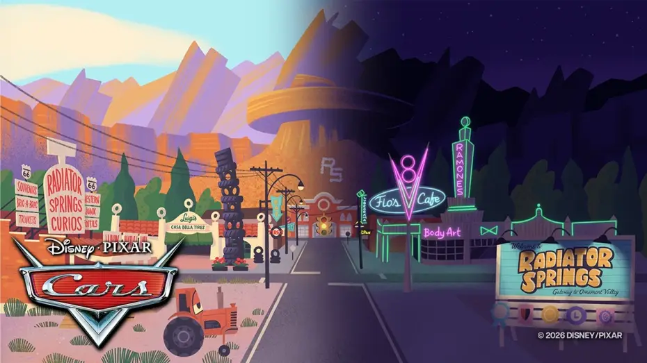 Watch film Cars | Radiator Springs - Sunset to Sunrise Ambiance