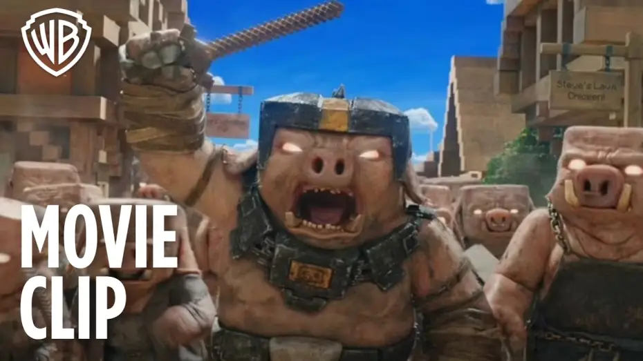 Watch film A Minecraft Movie — Steve & Garrett Help Villagers Escape the Piglins - Movie Clip