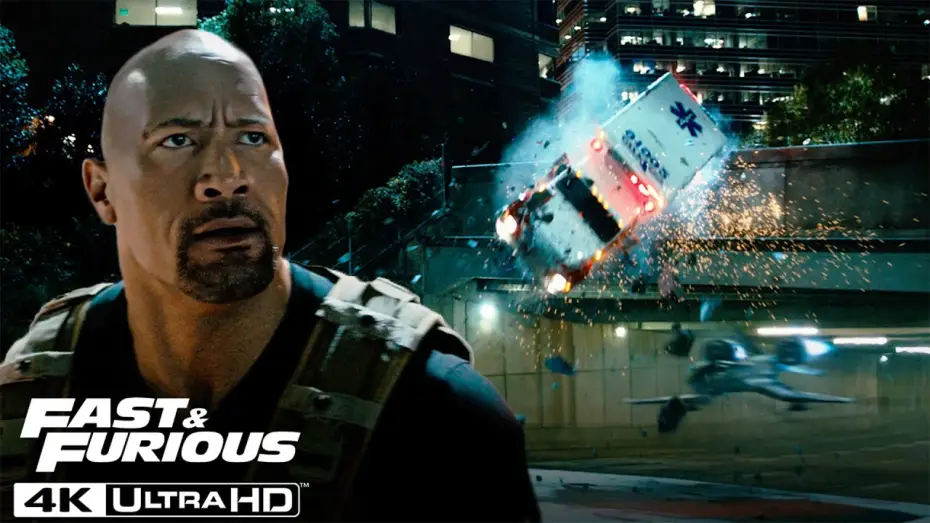 Watch film Furious 7 | Hobbs Destroys a Drone with an Ambulance