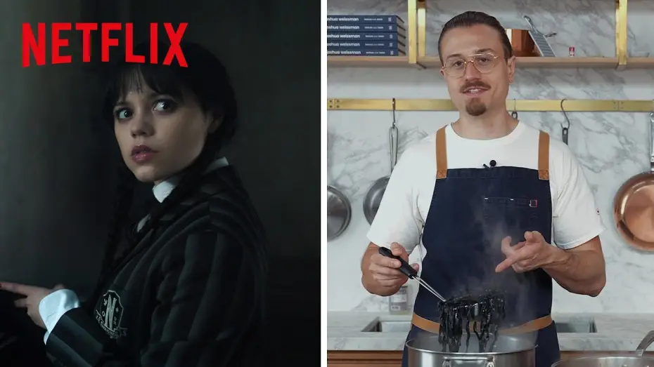 Видео к сериалу Wednesday — Josh Weissman makes a Squid Ink Pasta for Wednesday Addams - Season 2