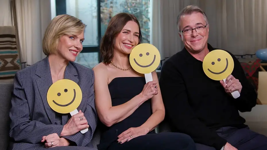 Video for the series Pluribus — "NO FOOD STUFFED IN FOOD!" | Pluribus' Rhea Seehorn, Karolina Wydra & Vince Gilligan - Happy or Sad