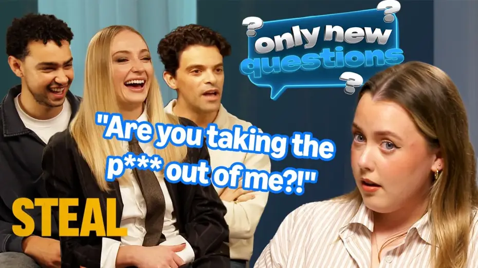Video for the series Steal — Sophie Turner, Archie Madekwe & Jacob Fortune-Lloyd Play Only New Questions With Charley Marlowe