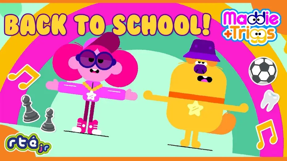 Video for the series Maddie + Triggs — ⚽️♟️ Let's Go Back to #SCHOOL 🙌🤗 | Maddie + Triggs | Songs, Sports & Routines 😴 |@RTÉjrOfficial​