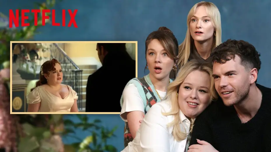 Video for the series Bridgerton — The Bridgerton Cast Reacts to Season 3 Part 2 Scenes | Netflix
