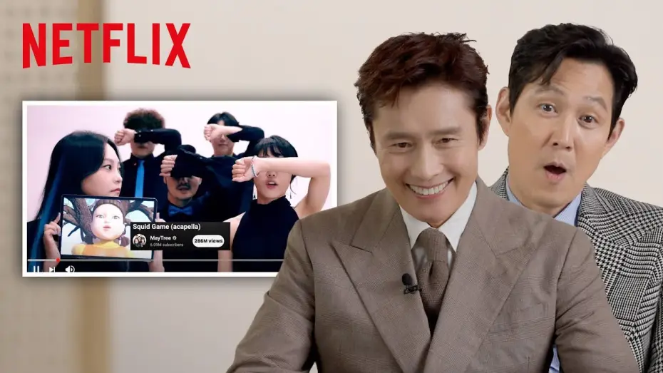 Video for the series Squid Game — Lee Jung-jae and Lee Byung-hun React to Fan-Made Squid Game Content [Subtitled]