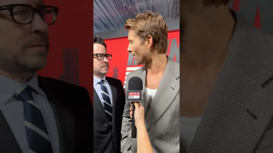 Watch film The Running Man | JJ Abrams surprises Glen Powell on The Running Man red carpet.