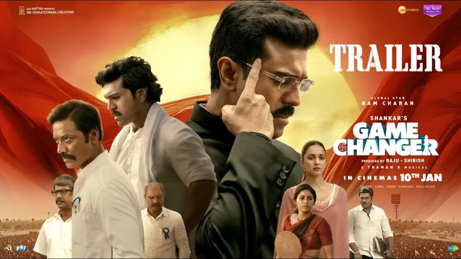 Watch film Game Changer | Game Changer Trailer (Telugu) | Ram Charan | Kiara Advani | Shankar | Thaman S | Dil Raju | Shirish