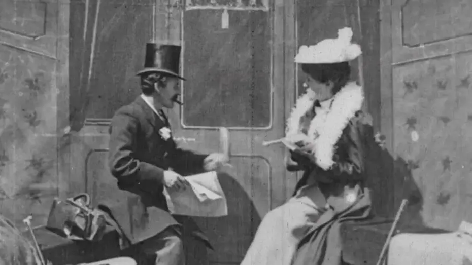Watch film The Kiss in the Tunnel | 1899 early film kiss - 