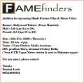 Audition for Upcoming Hindi feature film & Music Album 